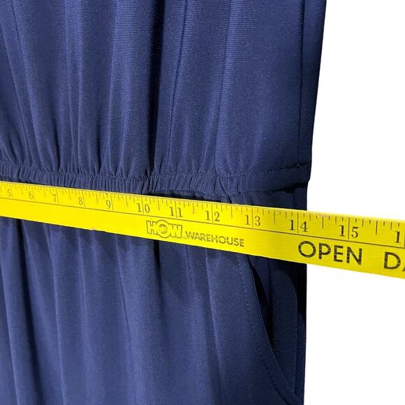 Clara Sun Woo Womens Size Medium Jumpsuit Sleeveless Wide Leg Navy Blue USA Made - Picture 2 of 8